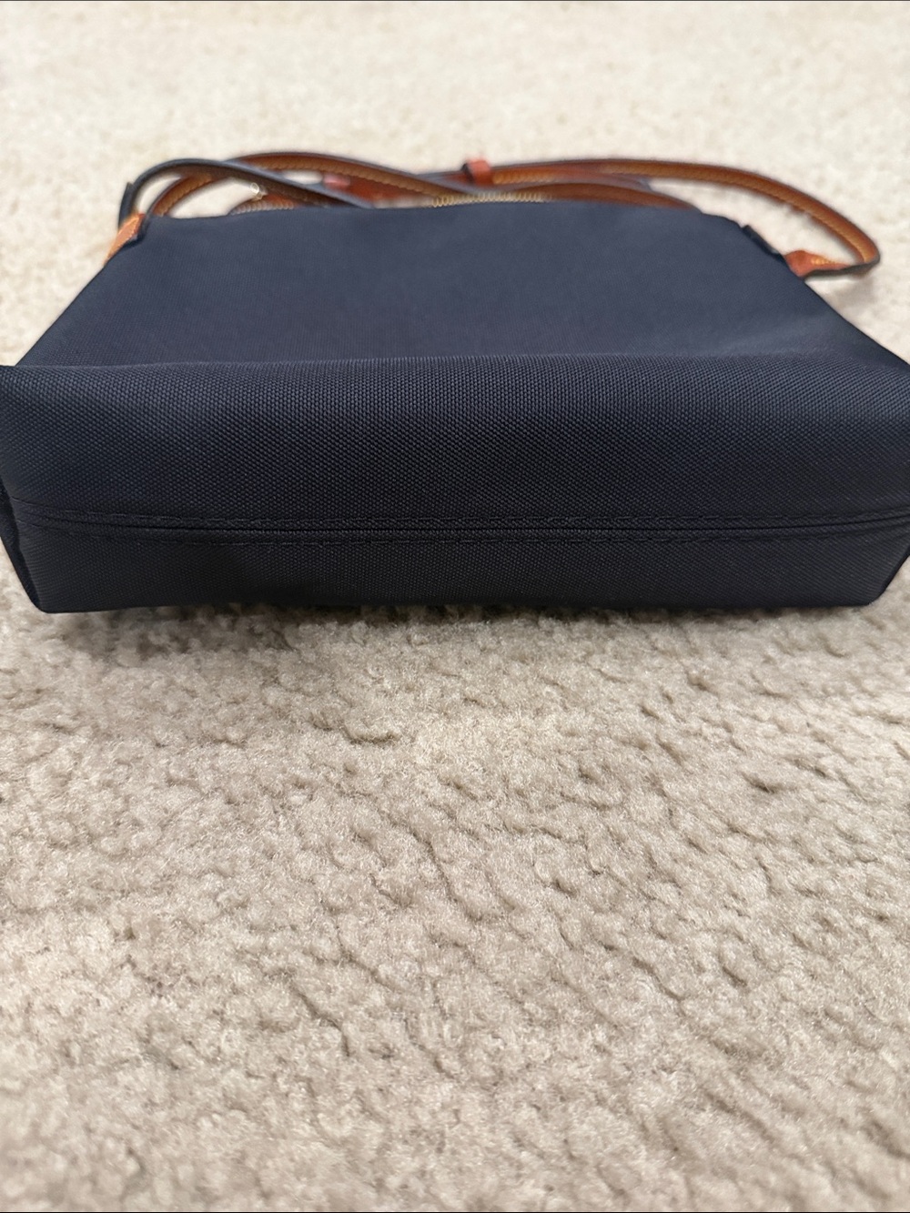 Dooney & Bourke Classic Black Crossbody Pouchette with Brown Strap - Picture 4 of 7